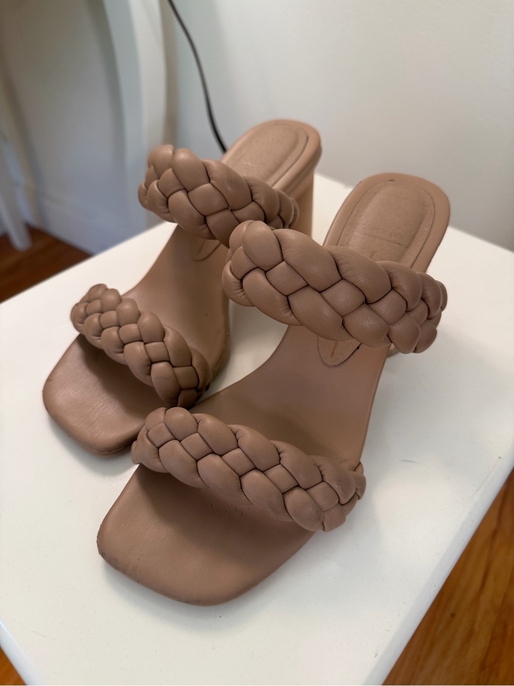 Dolce Vita Braided Double-Strap Slide Heels in Taupe
